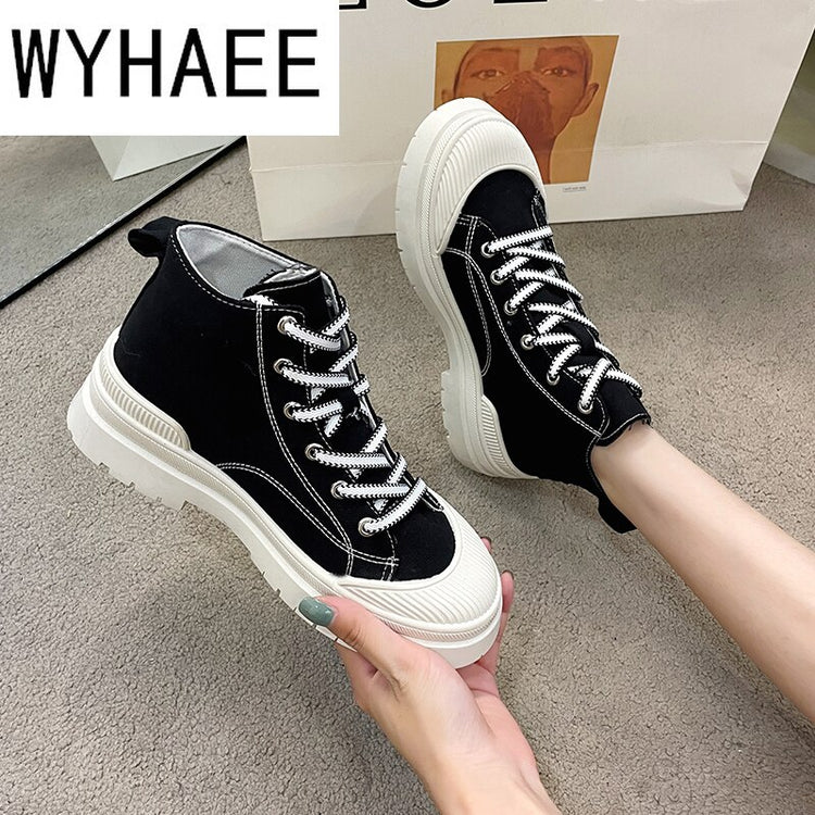 Korean Version of Female 2021 New Fashion Thin Section Girl High-top Casual Shoes Green Board Shoes Wild Female Sports Ins Tide