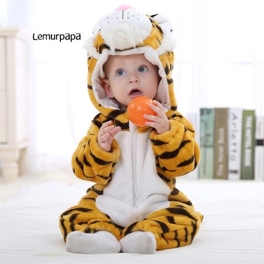 0-4 Year Baby Kawaii Romper Boy Girl Kigurumis Onesie Winter Warm Cozy Suit Animal Cow Costume Home Jumpsuit Child Funny Clothes
