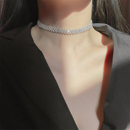 FYUAN Fashion Full Rhinestone Choker Necklaces for Women Geometric Crystal Necklaces Weddings Jewelry Party Gifts
