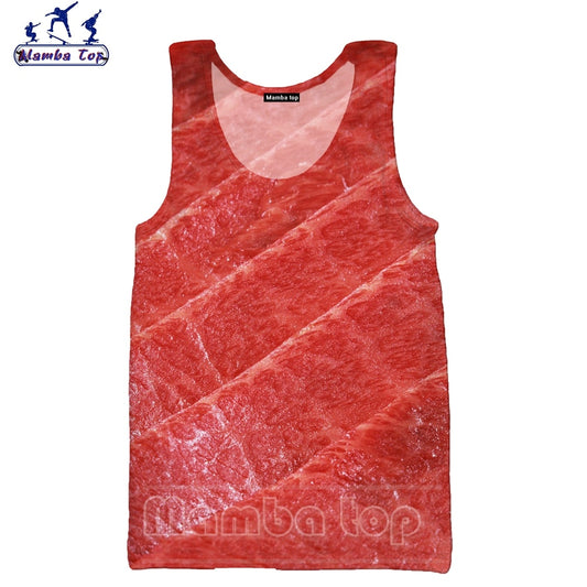 Mamba Top 3D Print Food Meat Vest Men Shirt Summer Sleeveless Hentai Tank Tee Women Undershirt Funny Sausage Pork Unisex Clothes