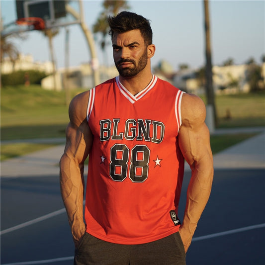 Gym Tank Top Men Fitness Workout Muscle Bodybuilding Basketball Sport Jogging Stringer Vest Singlet Sleeveless Summer Clothing