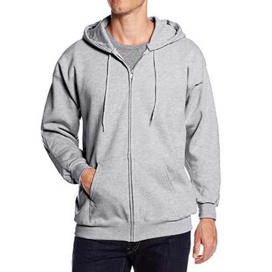 Men's jacket Hooded Long Sleeve Jacket Drawstring Zipper Closure Casual Sweatshirt Male Clothing Plus Size 3XL