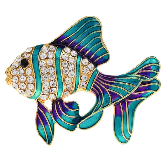 CINDY XIANG Enamel Gold Fish Brooches For Women And Men Cute Sea Animal Rhinestone Design Brooch Pins Party Jewelry Friends Gift
