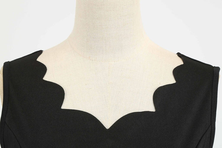 Dot Print Vintage Women Summer Dress Black Patchwork Sleeveless V Neck Elegant Party Dresses Casual Plus Size Robe Midi #672