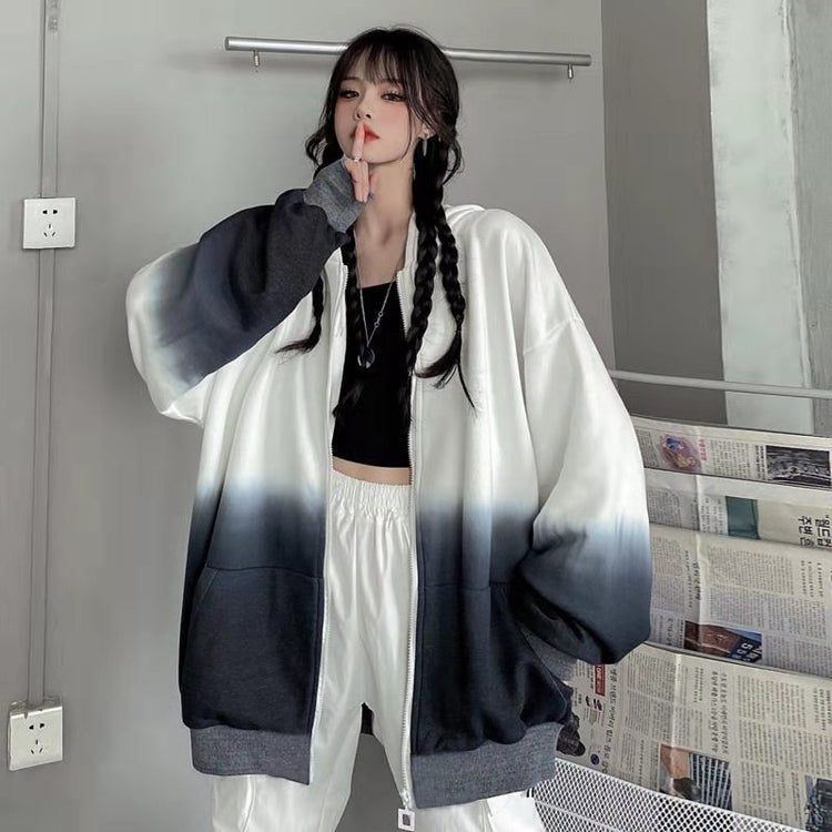 Gradient color jacket 2021 new Korean style trendy goth casual jacket colorblock oversized jacket women coats and jackets women
