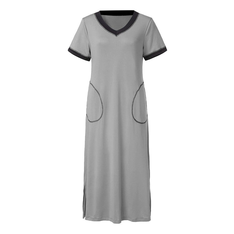 Womens Dresses Boho Short Sleeve Long Dress Summer Nightshirt Nightgown Ultra-soft Full Length Sleepwear Dress Vestido