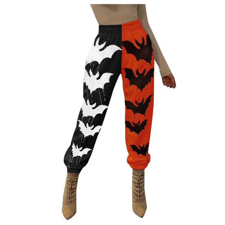 New Halloween Women Skull Bat Pants Running Leggings Elastic Fitness High Waist Pants Holiday Comfy Fashion Pants Штаны Женский