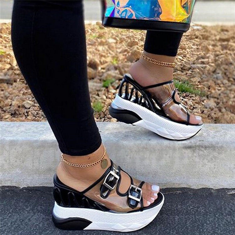 LITTHING Fashion Summer Platform Sandals 2021 New Hot Summer Women Bright Sandals Women Casual Slip-on Wedges Shoes