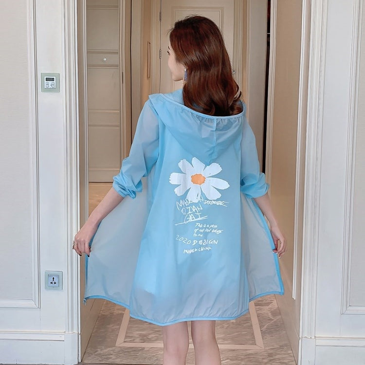 4XL Plus Size Women Hooded Jacket Sunscreen Clothing Print Wild Tops Anti-UV Breathable Women Summer Sun Protection Clothes H222