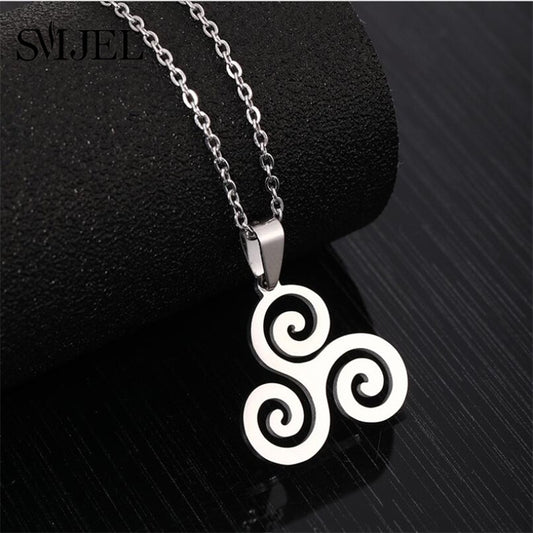 The Movie Teen Wolf Triskele Triskelion Inspired Pendant Necklace Gold Silver Color Stainless Steel Round Women Jewelry Gifts
