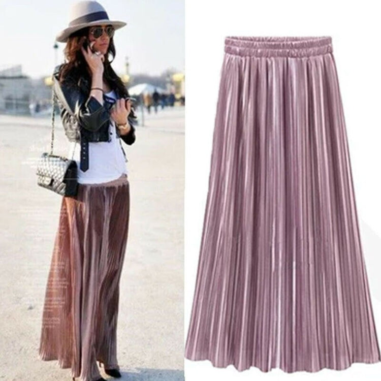 Hot Fashion Women England Style Suit Any Clothing Elegant Long Skirt Lady High Waist Solid Pleated Skirt 4 Colors