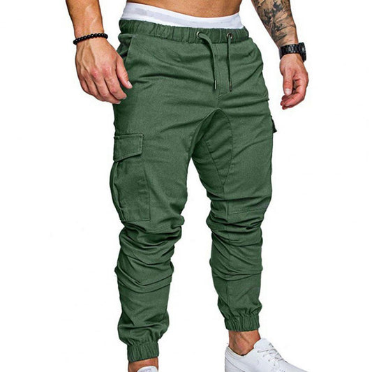 Pants Cargo Pants Outdoor Joggers Pant Elastic Military Male Trousers Breathable Tied Rope Solid Drawstring Casual Long Pants
