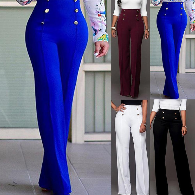 Trousers Loose Slim-fit Solid Color Women Wide Leg Pants for Casual