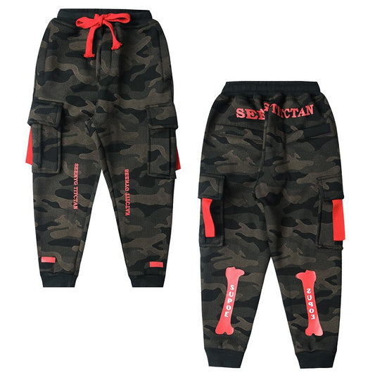 VFOCHI New 4-14T Boys Pants Autumn Winter Thick Camouflage Kids Trousers Teenage Boy Warm Clothing Elastic Waist Boy Cargo Pants