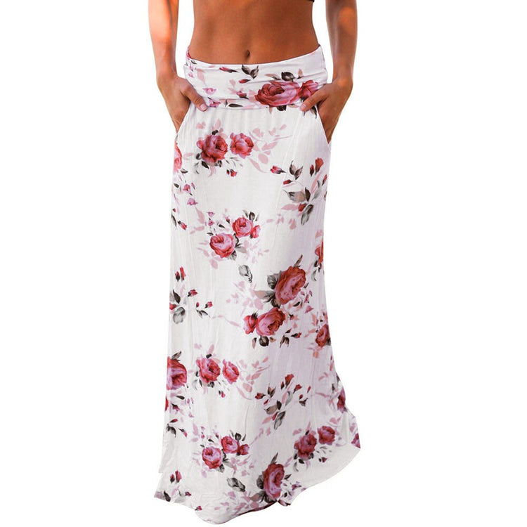 Women Summer Beach Floral Prints Skirt 2020 Spring Summer Low Waist Long Skirt Floral Print Female Skirt Maxi Beach Tutu Skirt