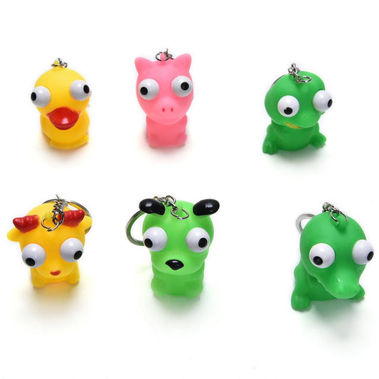 1PC Mini Animal Anti Stress Ball For Bag Accessories Fun Antistress Extruding Big Raised Eyes Doll Squeezing Pandent