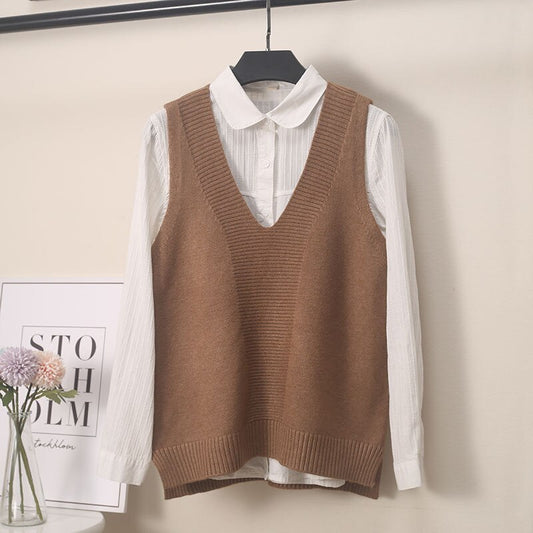 VmewSher New Spring Autumn Women Vest Knitted Casual Sleeveless Sweater Pullover Office Lady Elegant Knitwear Jumper Top Fashion