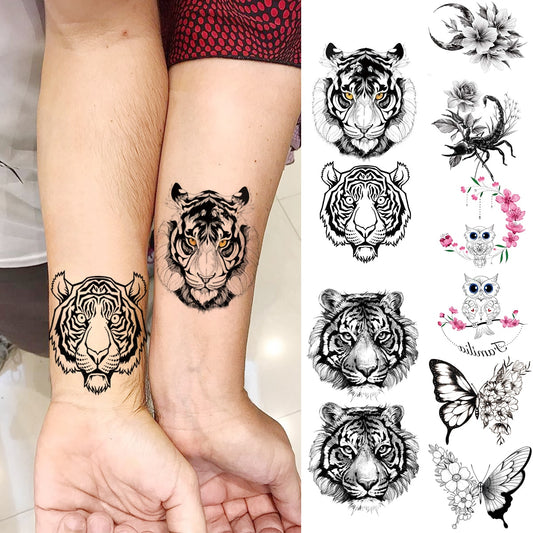 Realistic Tiger Wrist Temporary Tattoos For Women Adult Scorpion Butterfly Bird Fake Tattoo Sticker Fashion Water Transfer Tatoo