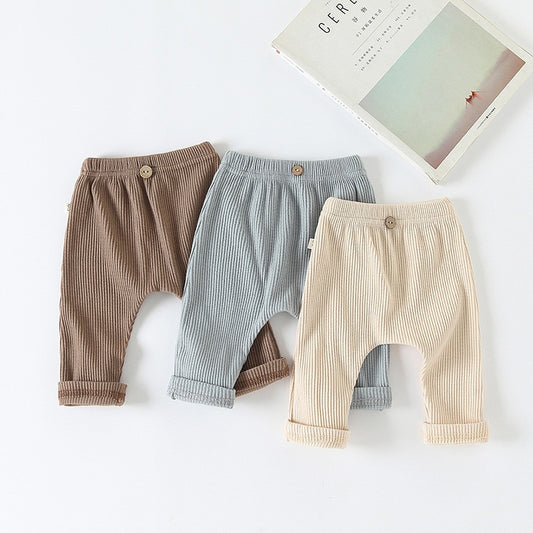 Pants for kids Casual Harems Trousers Bottoming Pant Ribbed Elastic Solid Color Girls Clothing For Baby Boys leggins niña