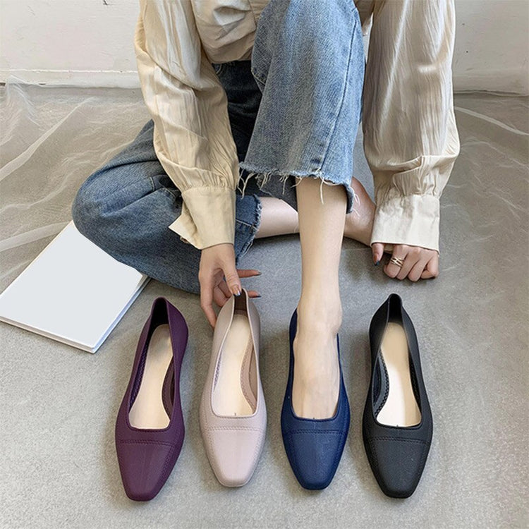 Rubber Shoes Women's Soft Soled Square Toe Clogs Female Footwear 2021 Fashion Sandals  Lady Loafers Wedges Heel Pumps Slip On