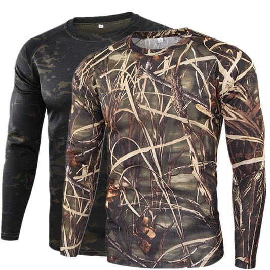 Hunting Hiking Long Sleeve T-Shirt Men Summer Outdoor Quick Dry Camouflage Army Military Tactical Tops Fishing Camping T-Shirt