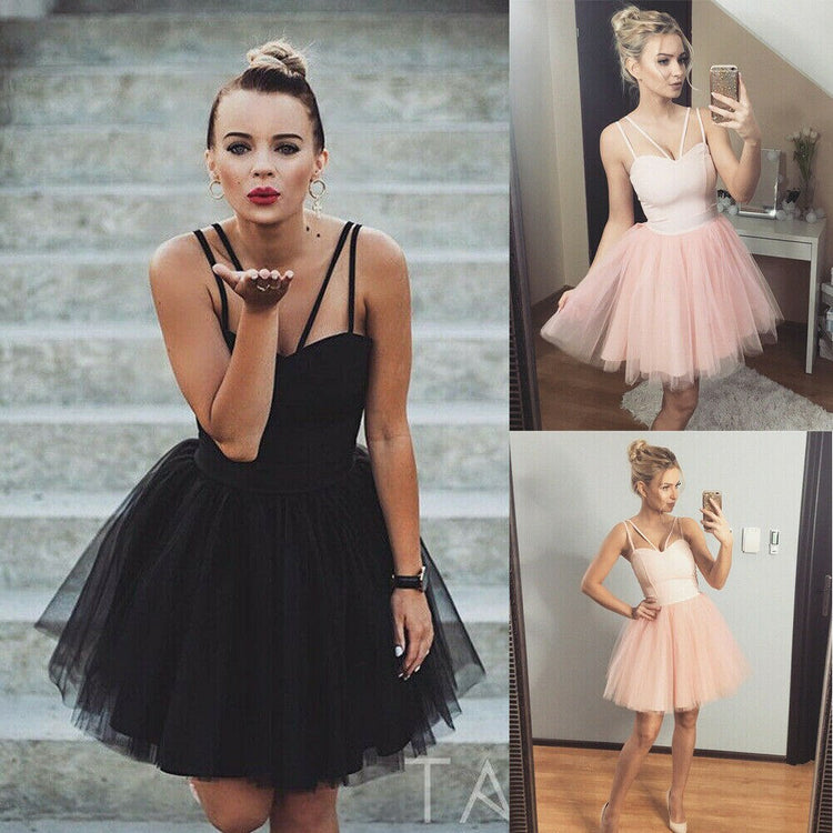 2020 New arrival saaghetti strap Ball gown  sexy Women Formal Strappy Short Tulle Tutu Dress Wedding Evening Party Prom