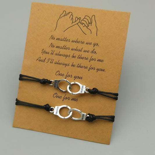 Wholesale 2pcs/set Handcuff bracelet Couple Bracelet Men Women Adjustable Rope Hand Jewelry Gift For Friend Dropshipping