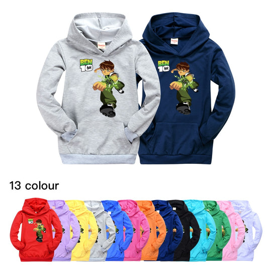 Ben Shirt 10 12 Year Cotton Kids Hooded Sweatershirt for Boys and Girls Fall Clothes Thin Hoodies for Teens.toddler Child Outfit