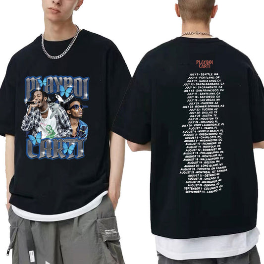 Awesome Men Playboi Carti Hip Hop Trend T Shirts Short Sleeve 2pac Rap Tshirt Harajuku Print T-Shirt Regular Men Women Tee Shirt