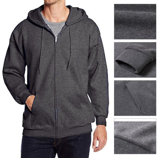 Men's jacket Hooded Long Sleeve Jacket Drawstring Zipper Closure Casual Sweatshirt Male Clothing Plus Size 3XL