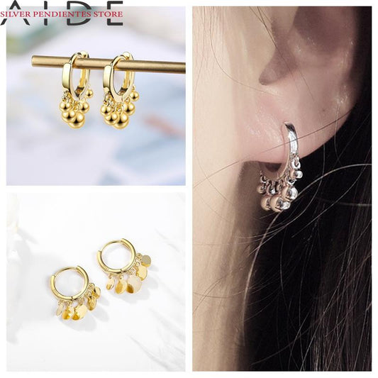 AIDE Small Hoop Star Earrings For Women Pendientes 925 Sterling Silver Ball Earring Korean Gold Snake Earrings Jewelry