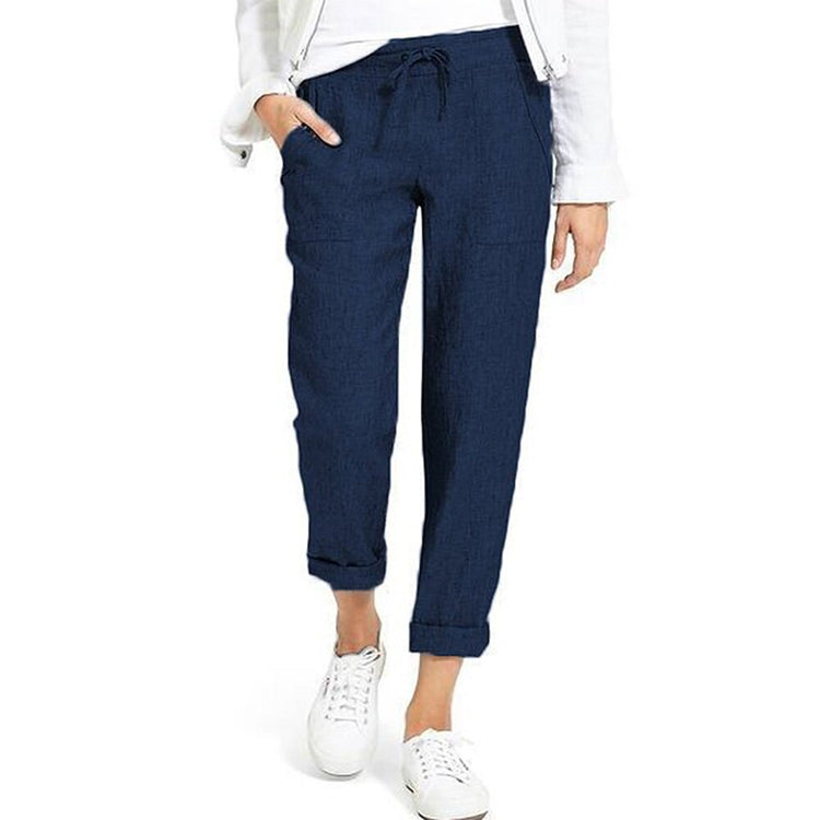 Brand Cotton Linen Pants Women Soft Loose Sports Pants Breathable Slim Ankle Length Trousers Korean Leisure Fitness Pants 2021