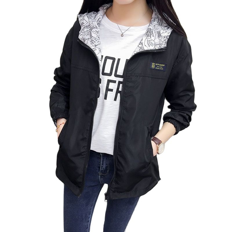 NEEDBO NEW Women Bomber Women Jacket Pocket Hooded Two Side Wear Outwear Windbreaker Famale Zipper Long Sleeve Coat 2021