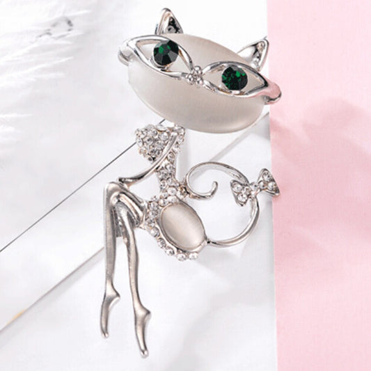 Cute And Sexy Cat Pins And Brooches Wedding Accessories New Fashion 2018 Opal And Rhinestone Wear Glasses Cat Brooches New