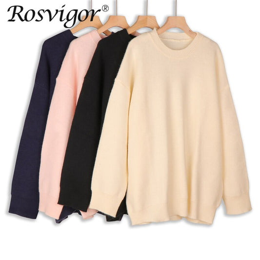 Elegent Knitted Sweaters Women Long Pullovers Autumn Winter Oversize Sweaters Ladies Loose Knitwear Female Casual Ladies Tops