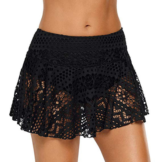 Women's Lace Crochet Skirted Bikini Bottom Swimsuit Short Skort Swim Skirt Fashion Dance Lady Party Club Wear