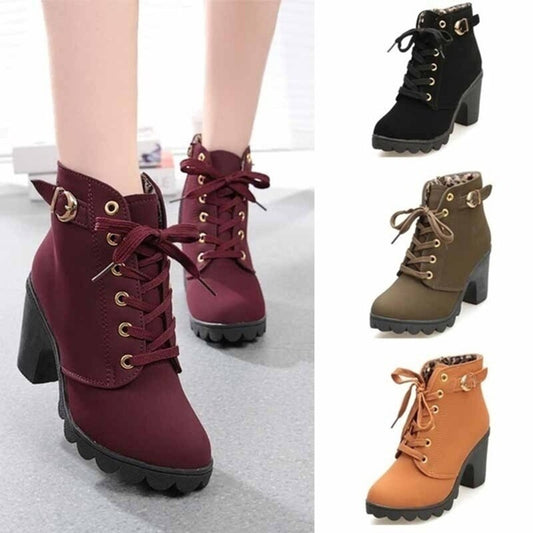 2021 Autumn Women Boots Ladies Thick Fur Ankle Boots Plus Size Women Pumps Women High Heel Platform Rubber Shoes Snow Boots