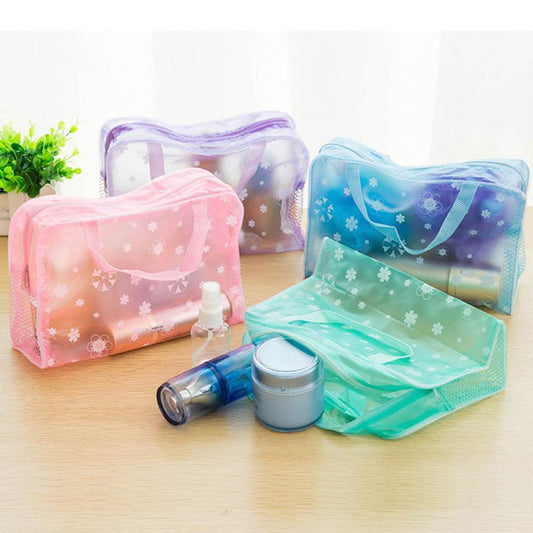 1 Pc Women Clear Simple Cosmetic Bag Wash Bag Eva Transparent Waterproof Cosmetic Bag Multi-function Portable Travel Storage Bag