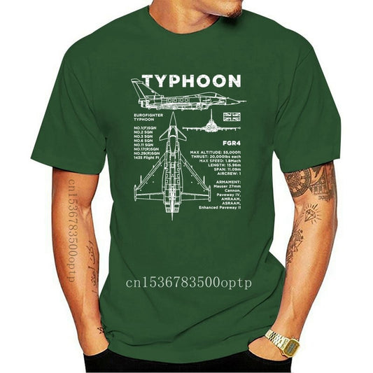 100% Cotton Brand New T-Shirts Eurofighter Typhoon Blueprint T-Shirt - Aircraft RAF FGR4 Plane Design Mens Top Print T Shirt Men