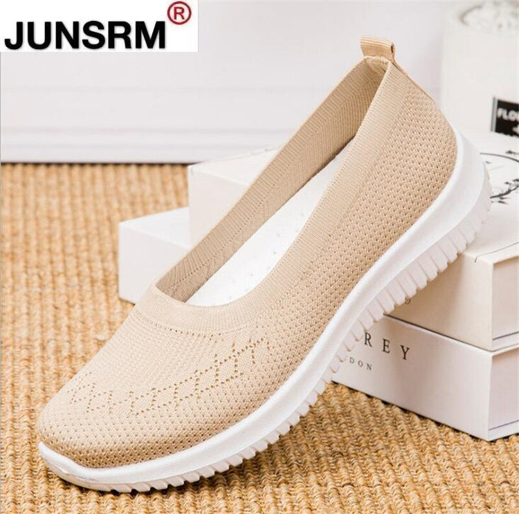 Hot Sale Women's Flat Shoes Summer Mesh Breathable Casual Flats Sneakers Ladies  Shallow Comfort Walking Shoes2021