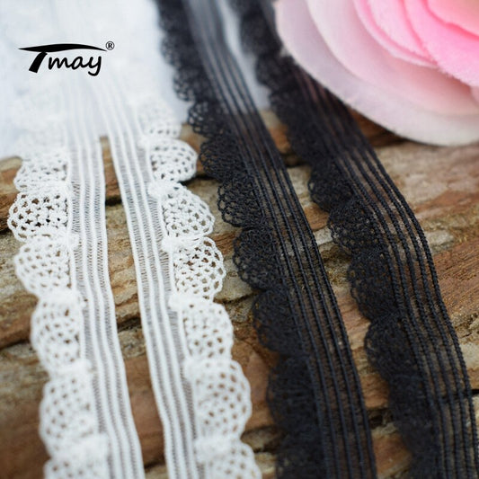 #1592 #1643 White Black Elastic Bands Gum 8yards Stretch Lace Mesh Trim Sewing Baby Woman Underwear Pants Fabric Scallops