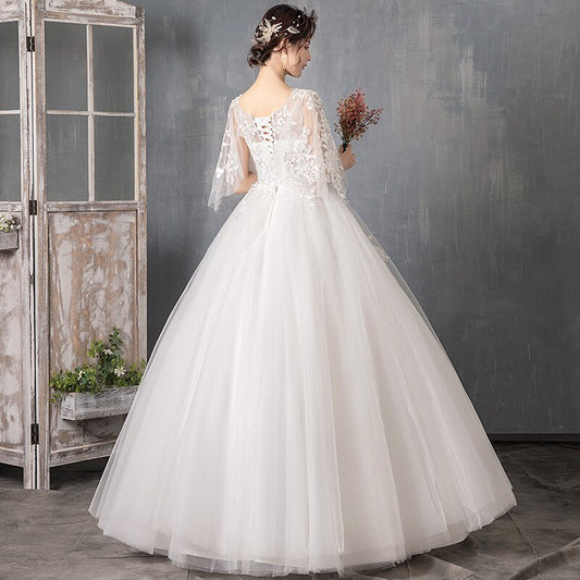 Robe De Mariee High-Quality Pearls Lace Appliques Wedding Dress V-Neck Backless Bridal Ball Gown Plus Size Vestidos De Novia 35
