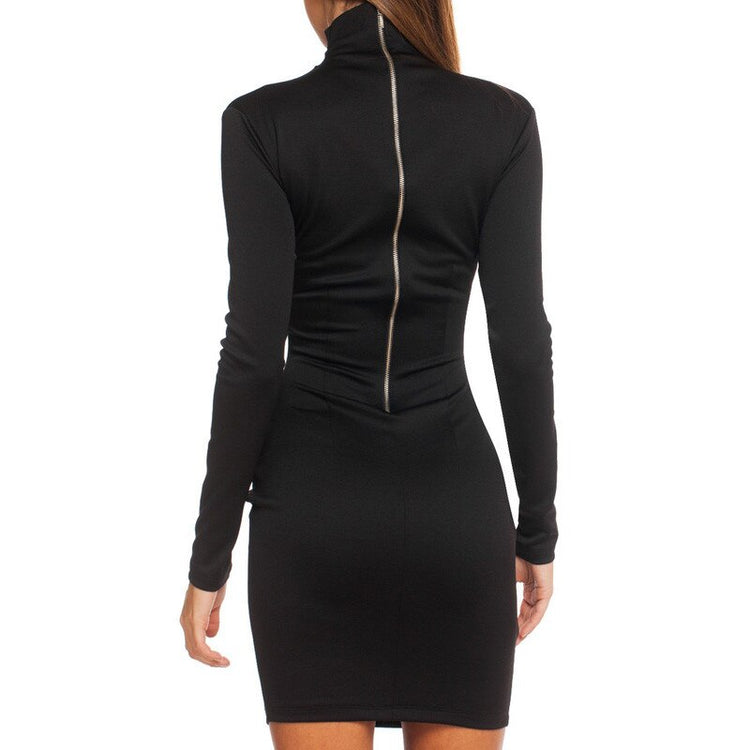 Women Clothes 2018 Autumn Long Sleeve Bodycon Casual Dress Fall Winter Slimming Solid Color Elegant Temperament Quality Dresses