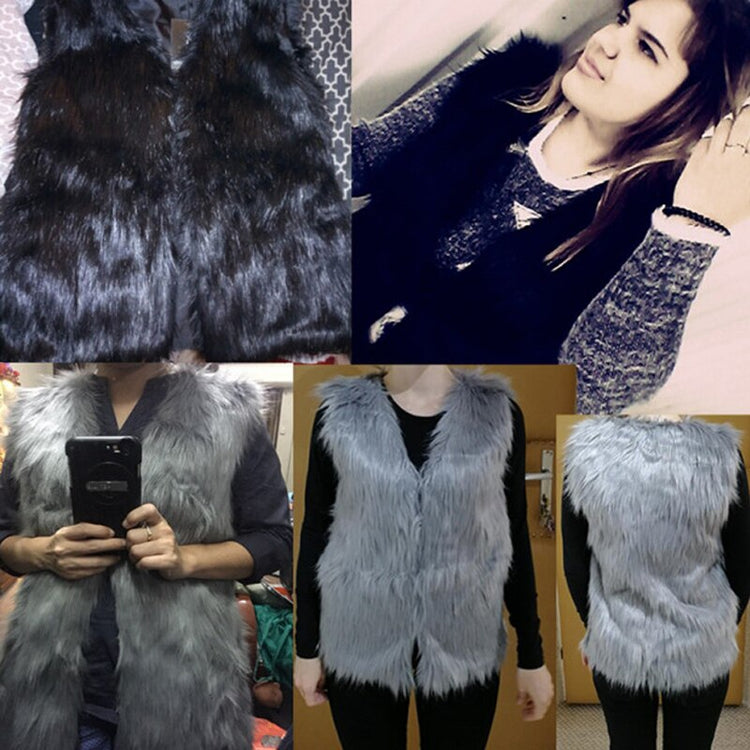 Women Winter Faux Fur V-Neck Vest Coat Soft Hairy Sleeveless Waistcoat Fur Jacket Outerwear Female New Fashion Warm Coat