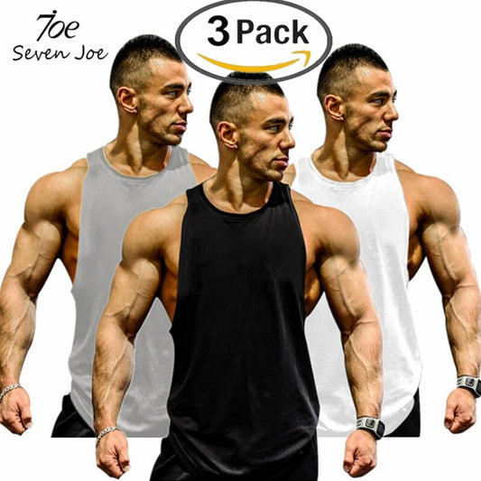 Seven Joe 3 Pieces/lot Brand workout vest men Summer Cotton Men Tank Tops Clothing Bodybuilding Undershirt Fitness man