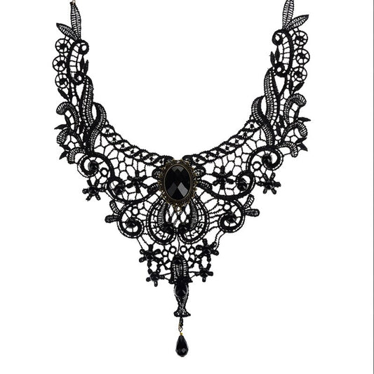 1 Pcs Velishy Fashion Necklace For Women Handmade Jewerly Gothic Vintage Lace Necklace Collar Choker Necklace Bib Gem Chain