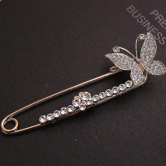 Korean Fashion Wild Noble Rhinestone Butterfly Brooch Delicate Pin Brooch Banquet Essential Jewelry Broches Jewelry Fashion