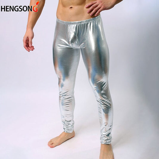 Hengsong New Fashion Mens Performance Pant Slim Pencils Black Faux Leather Men Sexy Leggings 715341
