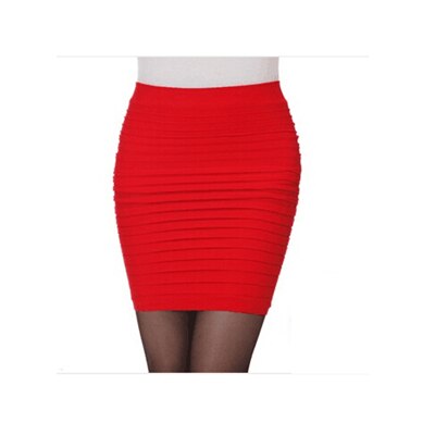 Women's Sexy Fashion Pencil Straight Skirt Folded High Waist Stretch Mini Slim Short Skirt 16 Color Mature Girl Temptation