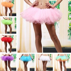 5 Layers Adult Women Tutu Tulle Skirt Petticoat Dance Rave Neon Party Halloween